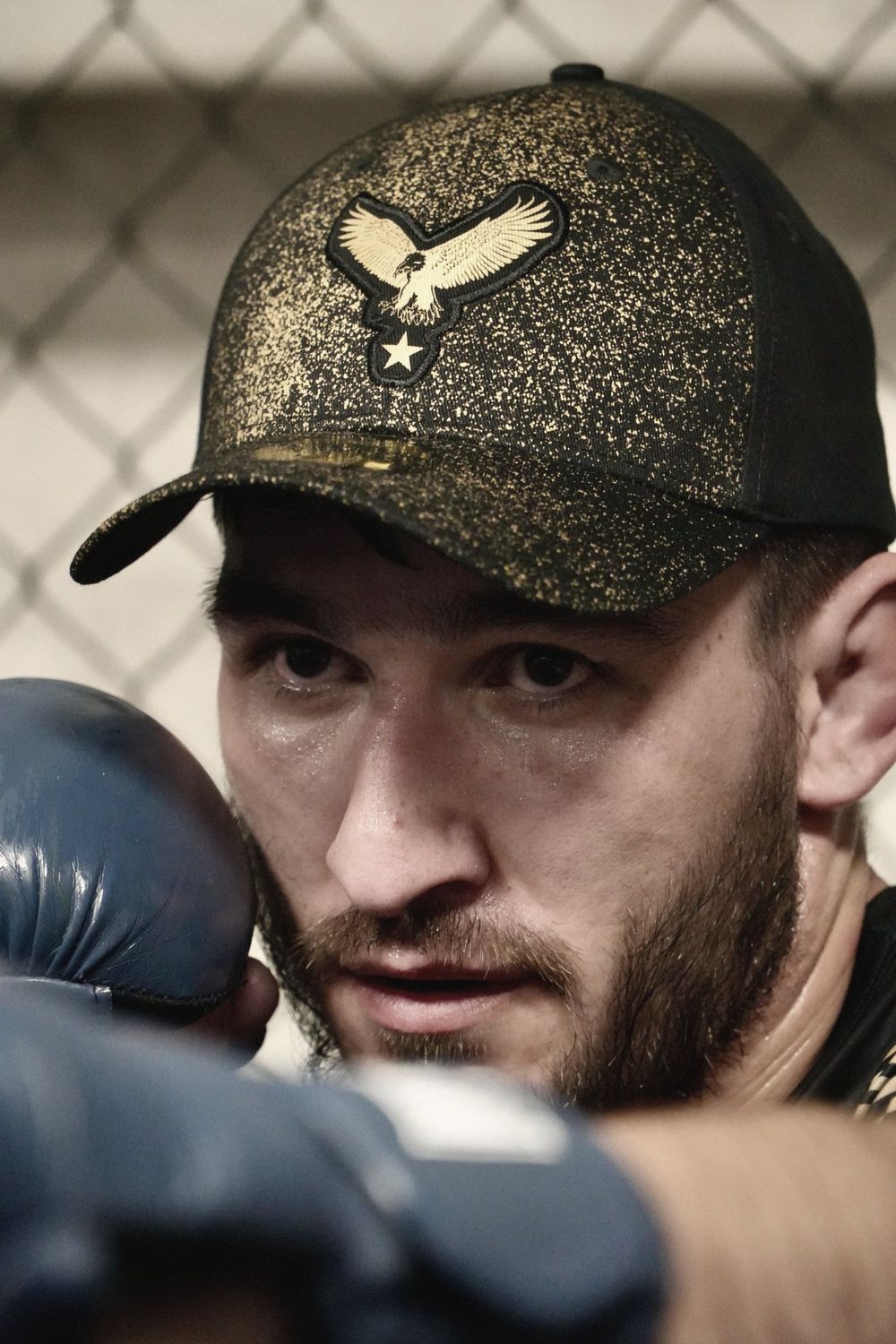 Nicolae Bivol en garde, gants levés, casquette YPSUM